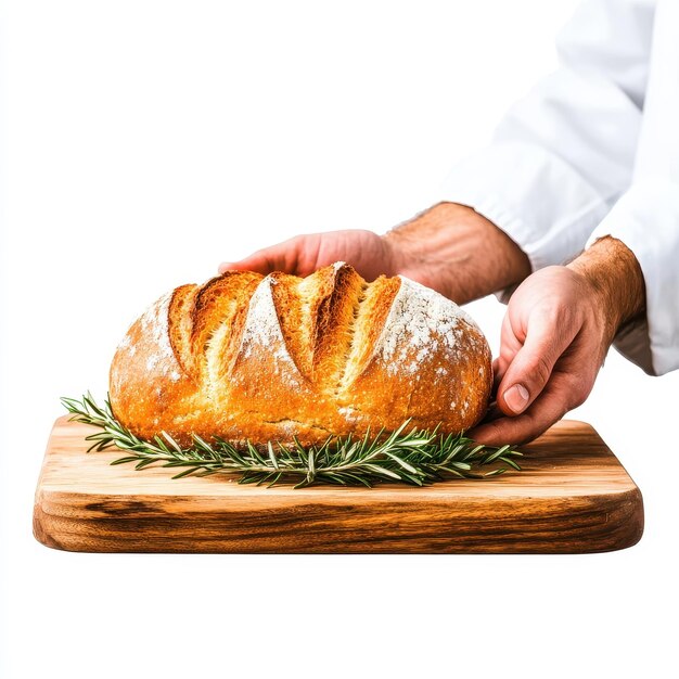 Kucharz z deską do krojenia